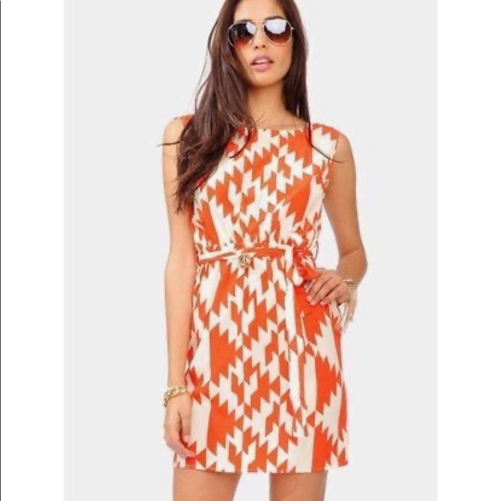 Orange and White Zigzag-print ‘Dream On’ Dress